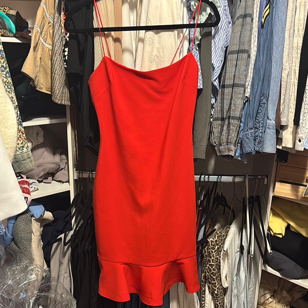 Likely Red Sheath Mini Dress Spaghetti Strap
